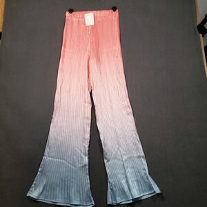 FP TO LOVE Wide Leg Pants Womens Small Pink Blue Ombre Pleated High Waist NEW